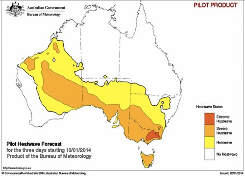 Bureau of Meteorology heatwave forecast map