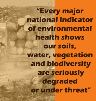 Our soils, water, vegetation and biodiversity are seriously degraded
